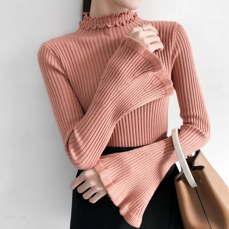 Осень и зима 2019 Новый Модный свитер женский тонкий длинный рукав с рукавами