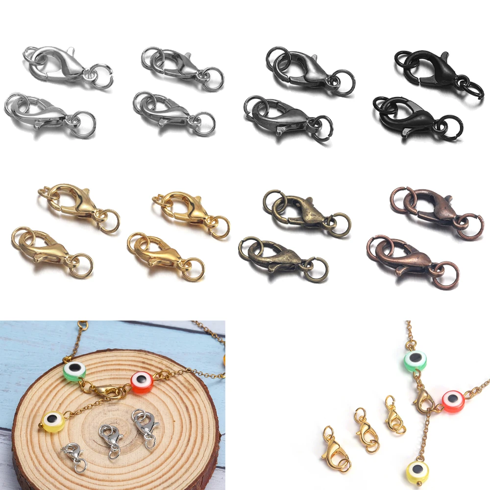 

50Pcs Lobster Claw Clasps Open Jump Rings Set Bracelet Connectors Necklace Fasteners Hook For DIY Jewelry Making Accessories