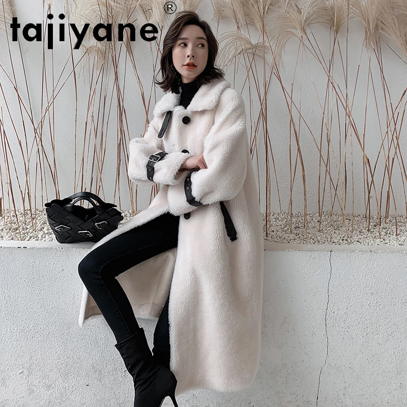

Tajiyane Winter 2020 100% Wool Coat Women Real Fur Coats Women's Sheep Fur Long Jacket High Quality Clothes Abrigo Mujer TN1419