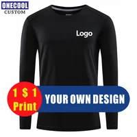 sport quick drying long sleeved t shirt custom logo print personal brand embroidery text picture round neck t shirt onecool