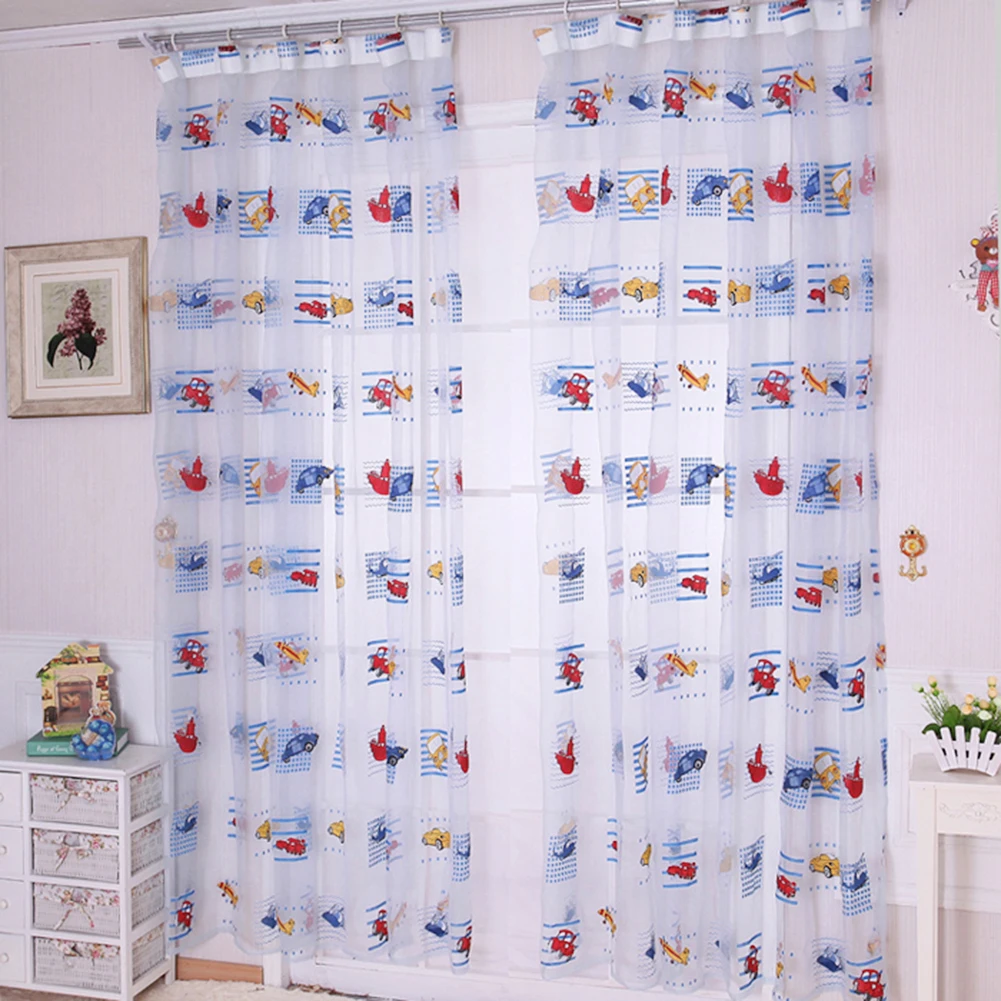100*200 см Детские Мультяшные автомобильные занавески с принтом прозрачные
