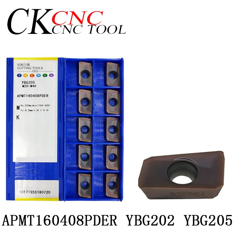 10 шт. APMT160408PDER YBG202 YBG205 токарные инструменты твердосплавное лезвие для стали из