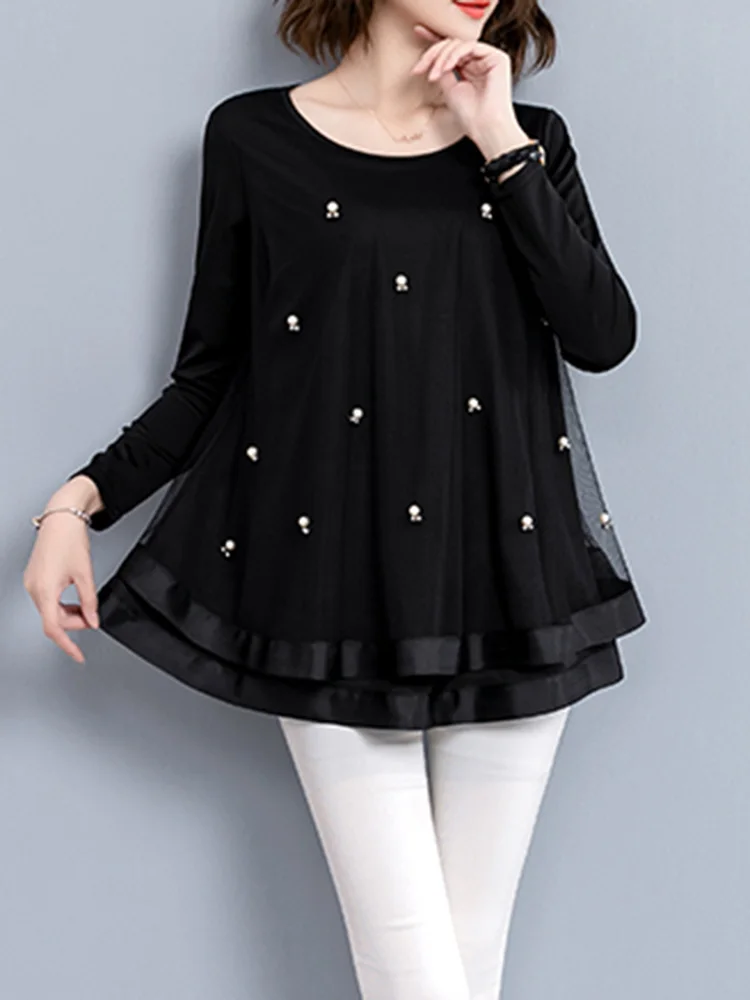 Женские топы и блузки 2019 осенняя шифоновая блузка с цветочной вышивкой кружевом