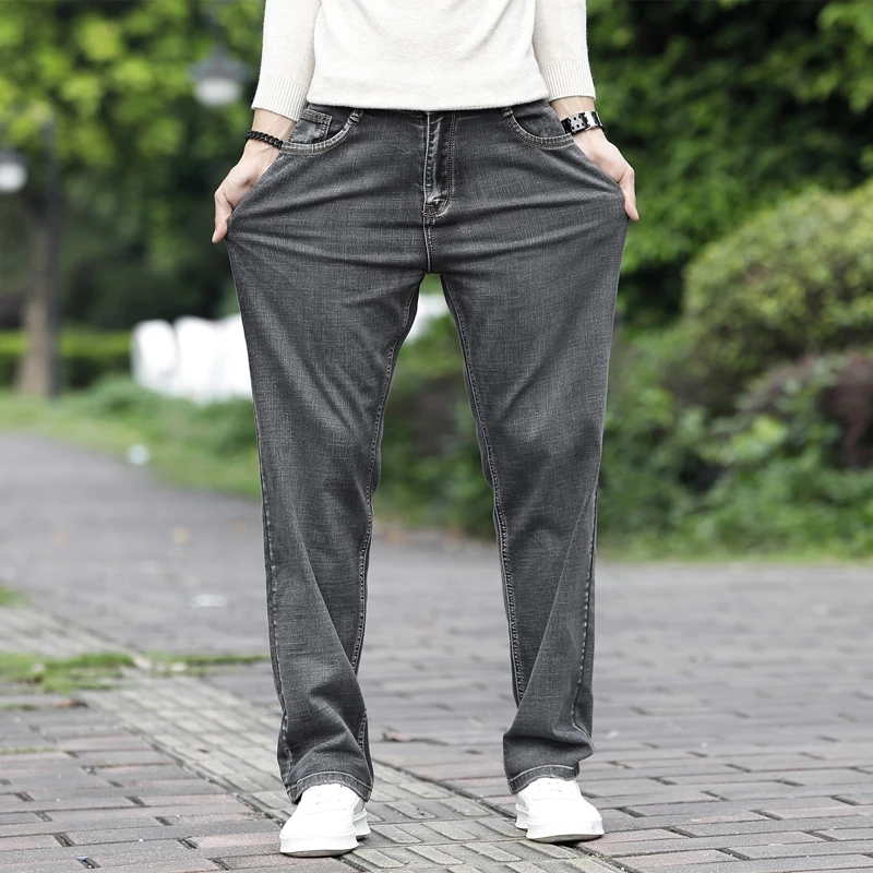 Джинсы мужские прямые свободного покроя брендовая одежда деловой стиль