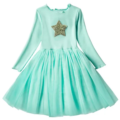 Платье для девочек с блестками длинными рукавами на осень-зиму | Детская одежда и