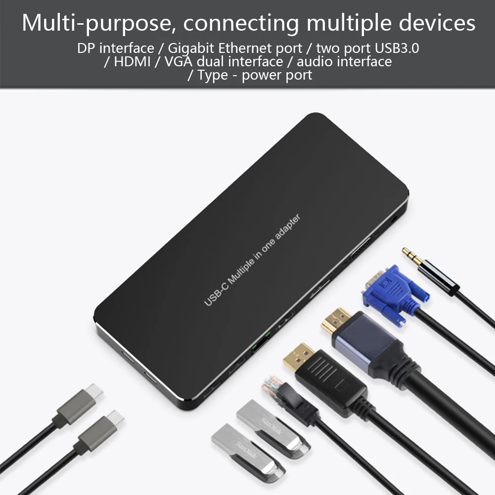9 в 1 USB C концентратор тип-c для аудио VGA DP HDMI RJ45 Vision USB3.0 9 в 1 удлинитель концентратор конвертер док-станция для Macbook S8 Dex