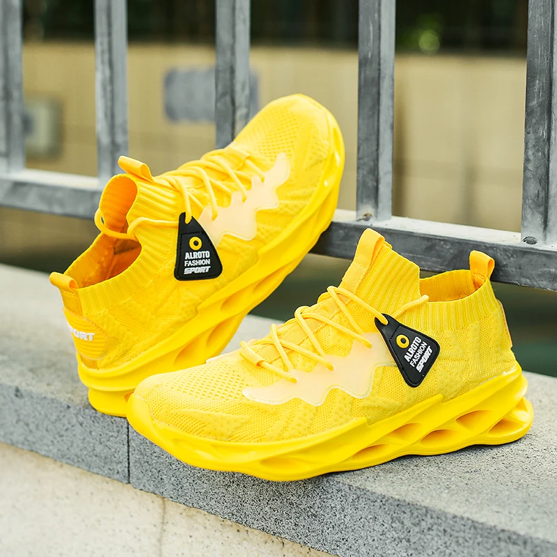 

Men sneakers large size light casual shoes green fashion breathable sports socks walking mesh elastic 2021 new cool shoes