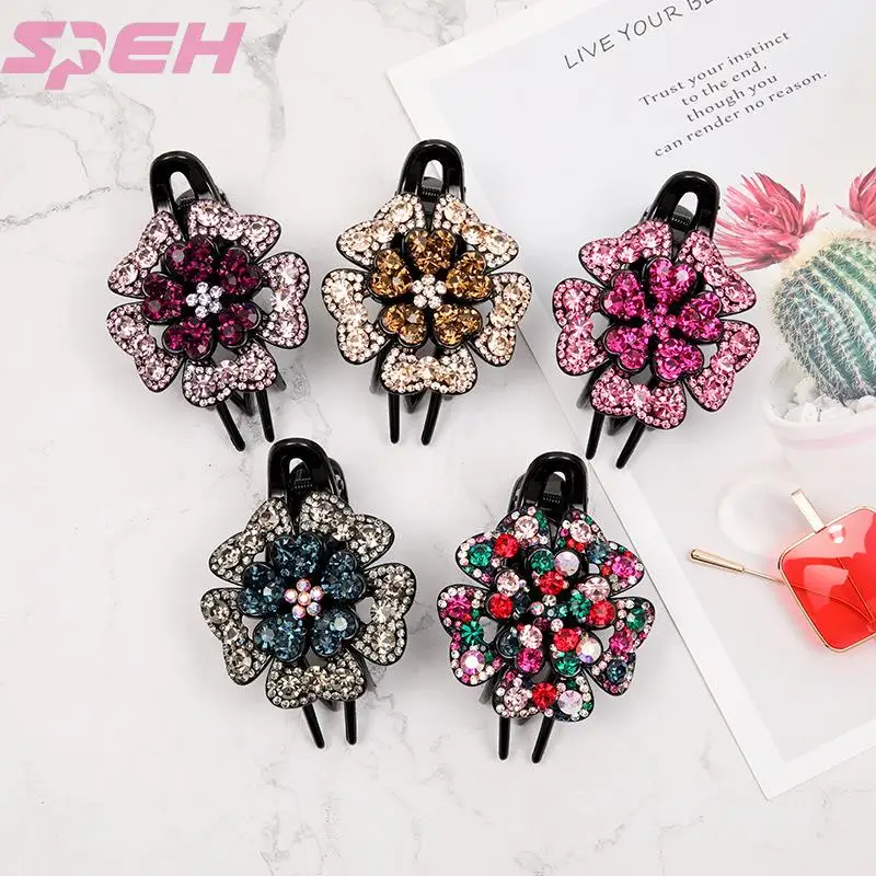 

accessories grab clip Large Flower Rhinestone Hair grab adult curling duck beak clip press clip lady headdress clip hair clip