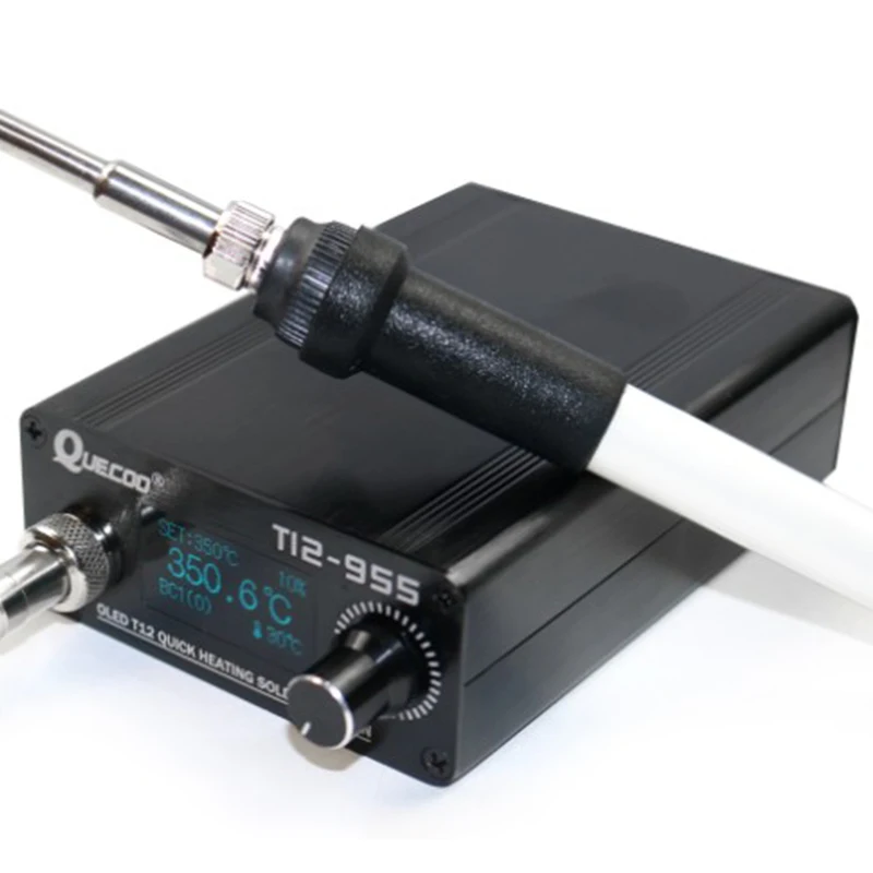 

QUECOO STM32 T12-955 V2.1S Soldering Station Electronic Soldering Iron 1.3Inch Digital Station Solder with 2 Iron Tips