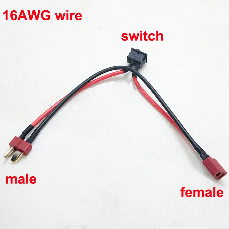 

5pcs RC Airplane Power Controlling Cable Electronic On-off T Plug Male to Female Extension Line Lipo Battery Adapter with Switch