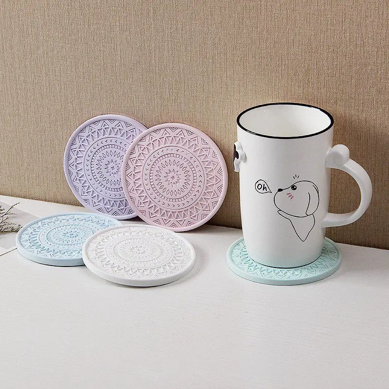 

Absorbent Drink Coasters Colourful Diatomite Round Cup Mat Heat Proof Protecting Table Decoration Accessories
