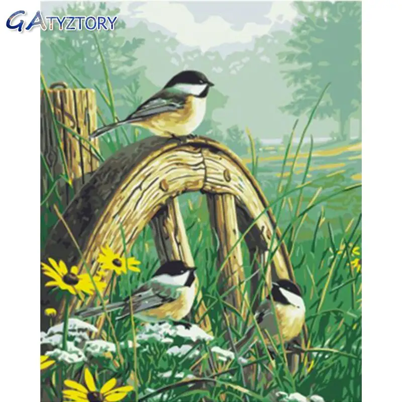 

GATYZTORY DIY Painting By Numbers The birds paint by numbers for children picture frames wall photo frame acrylic paint 40x50cm