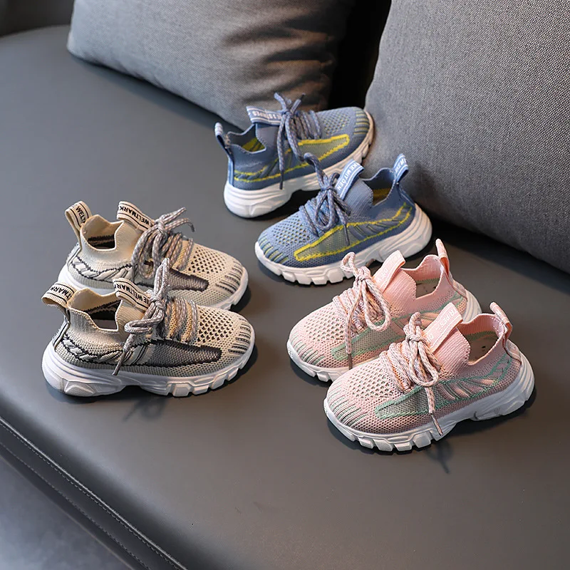 

Toddler Girls Infant Shoes for 1 Year Kids Boys Fashion Breathable Flying Woven Sneakers Luxury Designer Baby Walking Shoes