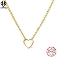 rinntin 925 sterling silver diamond cut curb chain and rolo chain heart pendant necklace 14k gold plated necklace jewelry sc58