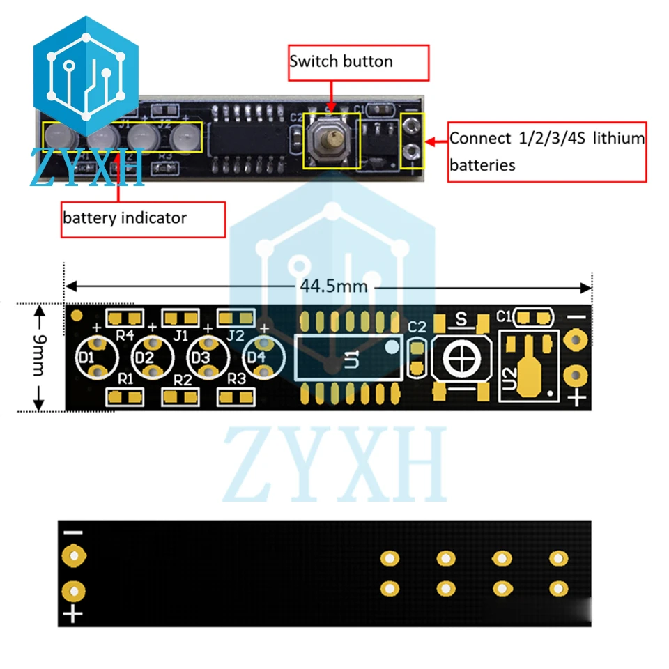 Индикатор заряда батареи BMS 1S 2S 3S LED дисплей для электроинструментов измеритель
