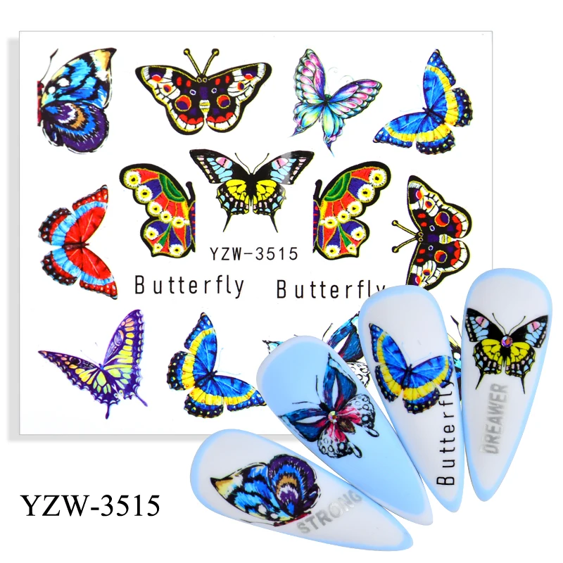 

4PCS Strawberry/Cherry/Ice Cream/Butterfly Water Nail Stickers Decals Watermarks Manicure Sliders Nail Art Decoration