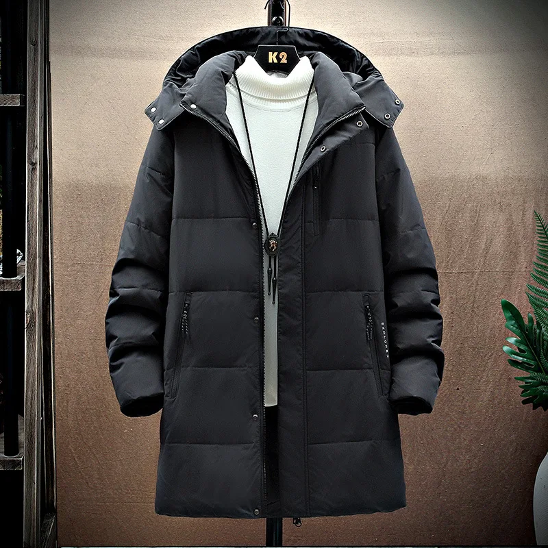 2022 New Men Winter Down Jacket High Quality Long Thick Warm Coat Fashion Trens Grey Black Youth Parkas