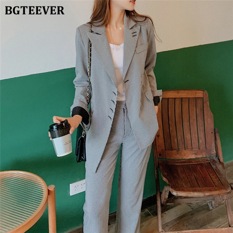 Стильный шикарный женский брючный костюм BGTEEVER Асимметричная куртка и брюки
