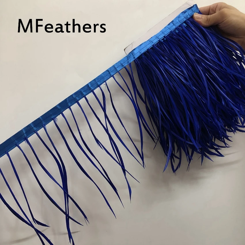 Цена на 5 метров Королевский синий окрашенные натуральное гусиное перо планки 15 20