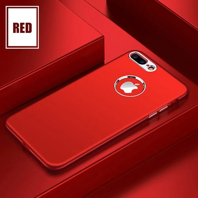 Роскошный Матовый чехол для iPhone 6, 6 s, 7, 8 Plus, X, Xs, противоударный резиновый силиконовый ТПУ мягкий чехол, чехол для iPhone 8, 7 Plus - Цвет: Красный