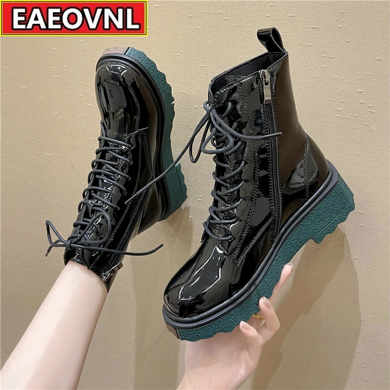 

Women's Shoes Thick Soles Martin Boots 2021 New British Wind All-match Soft Leather Ankle Boots Women Zipper Round Head