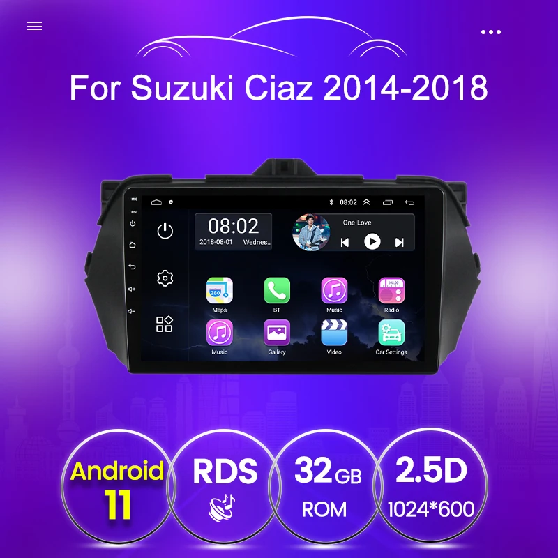 Авторадио Стерео для Suzuki Alivio Ciaz 2014 - 2019 BT Wifi Автомобильный мультимедийный плеер 2