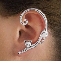 fashion cute cat ear clip ear cuff stud earrings for womens punk wrap cartilage gold sliver color fake earring earcuff jewelry