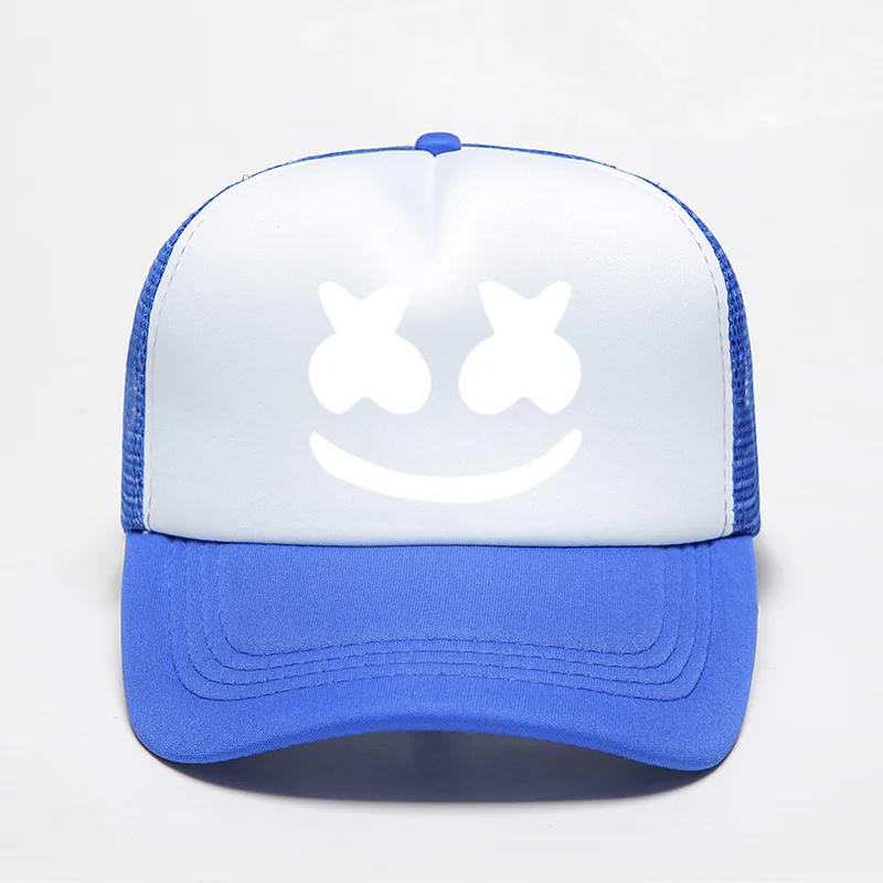 Хлопковые сахарные шляпы Marshmello с принтом лица смешной улыбающийся Dj лето осень бейсбольная шляпа папа женщины Кепка мужчины casquette - Цвет: blue