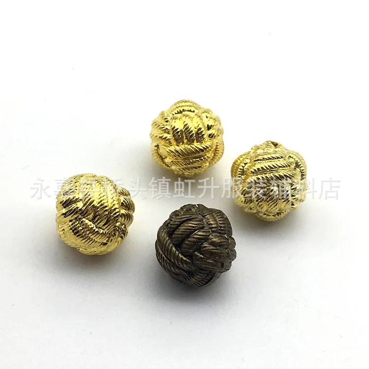 

1000pcs/lot Round Like-metal ABS GOLD Hemp Button Imitation Ball Cheongsam Decorative Buttons for Crafts