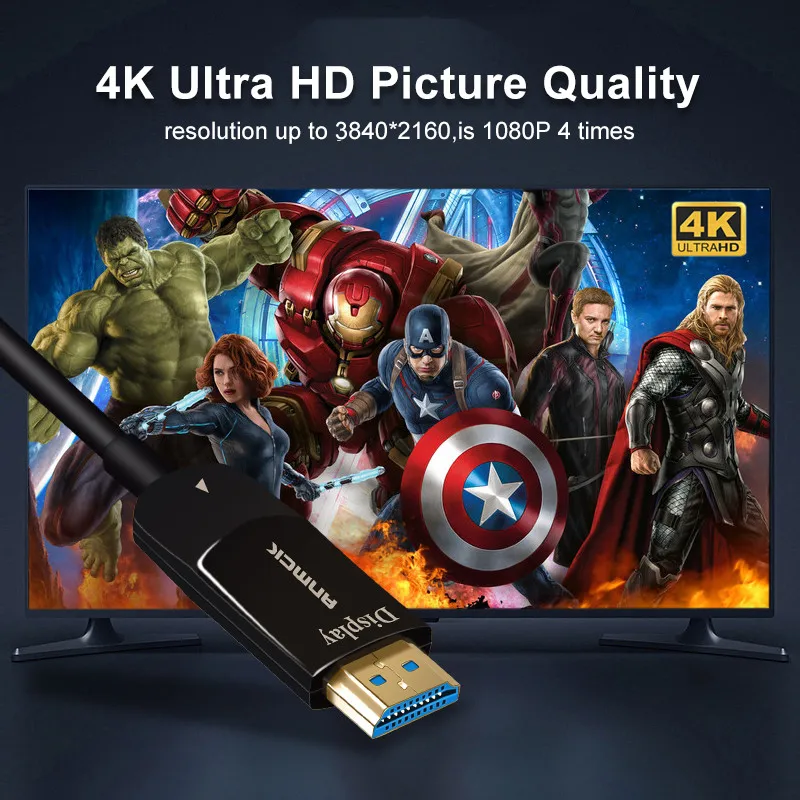 Anmck волоконно-оптический кабель HDMI 1,4 поддержка 4 k@ 30Hz 2K@ 144Hz для HD tv Box проектора PS4 Кабель HDMI 20M 30M 40M 50M 100M