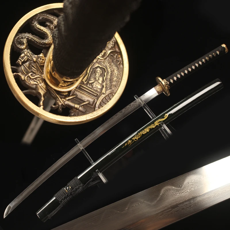 

Japanese Warrior Katanas Folded Steel Clay Tempered Blade Razor Sharp Ready Cutting Real Hamon Handmade Catana Full Tang Swords