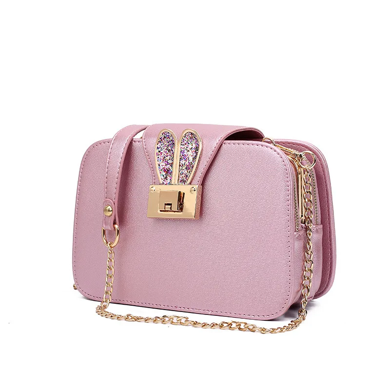 rabbit pink Весенняя Новая модная женская сумка через плечо с ремешком на цепочке дизайнерские сумки с клапаном клатч женская сумка-мессенджер с металлической пряжкой - Цвет: rabbit pink