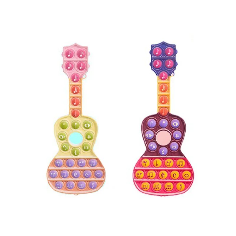 

New Fidget Toy Anti-stress Guitar Push Bubble Stress Relief Toy For Kids Adult Silica Gel Musical Note Press Desktop Puzzle Game
