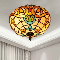 creative baroque vintage tiffany colored glass aisle corridor balcony bedroom balcony ceiling lamp 30cm