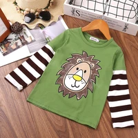 girls korean cartoon lion striped long sleeved top fashion clothes birthday tshirt women fall boutique outfits baby girl
