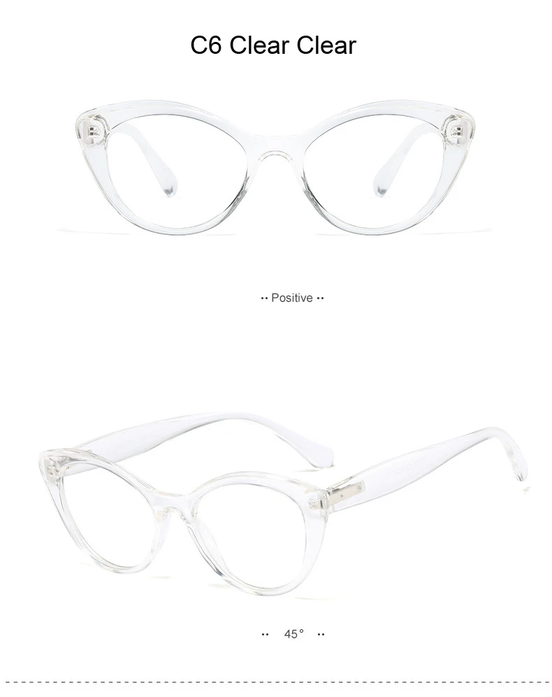 Fashion Cateye Glasses Frame Women USA StyleTrendy Oval Eyeglasses Frame Vintage Clear Lens Glasses Optical Spectacle Frame