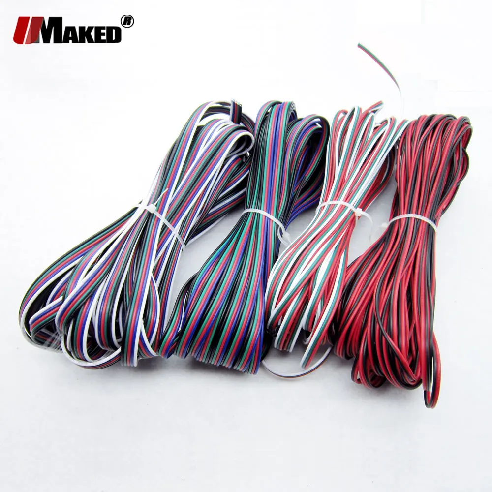 20 м 22AWG светодиодный кабель Американская классификация проводов 2р 3P 4 5 Луженая Медь Электрический провод с ПВХ изоляцией, RGB/RGBW для 5050 5730 8520 светильник Stirp Питание