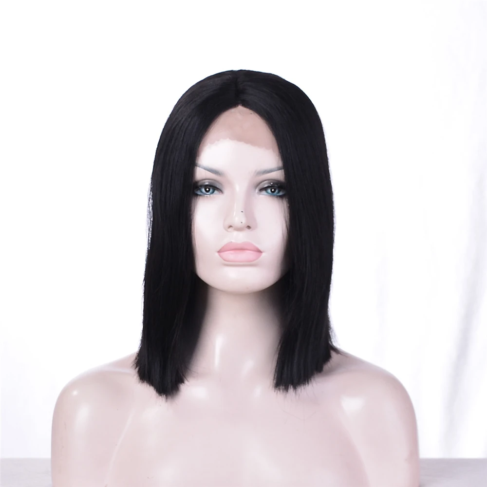 

Foruiya Middle/Side Part Straight Lace Front Wig Bob Heat Resistant Fiber Hair Synthetic Lace Wig Black Wigs for Black Women