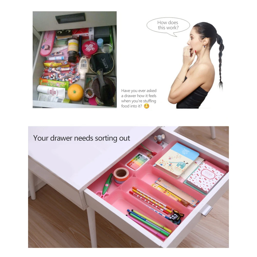 Adjustable Drawer Kitchen Cutlery Divider Case Makeup Storage Box Home Organizer Home Storage Organization Racks Drawer Box