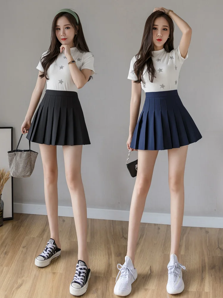 

2021 Cosplay black white skirt Fashion Female Mini Skirts Short Women high waist pleated skirt Sweet Cute Girls Dance Mini Skirt