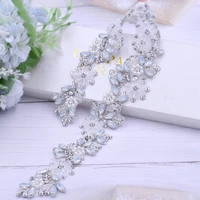 luxury rhinestone bridal wedding dress sash fancy opal rhinestone pearl belt womens luxury waistband glitter appliques