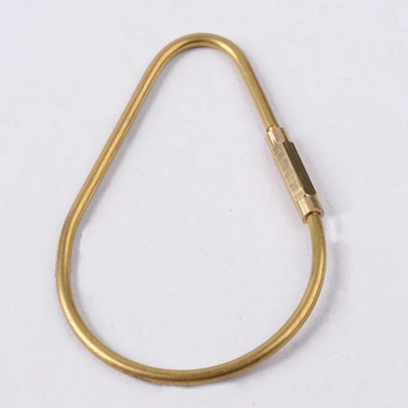 

Brass Keychain With Lock D Key Chain Golden Camping Carabiner Survival Camping Equipment Buckles Hooks Key Ring Accessories