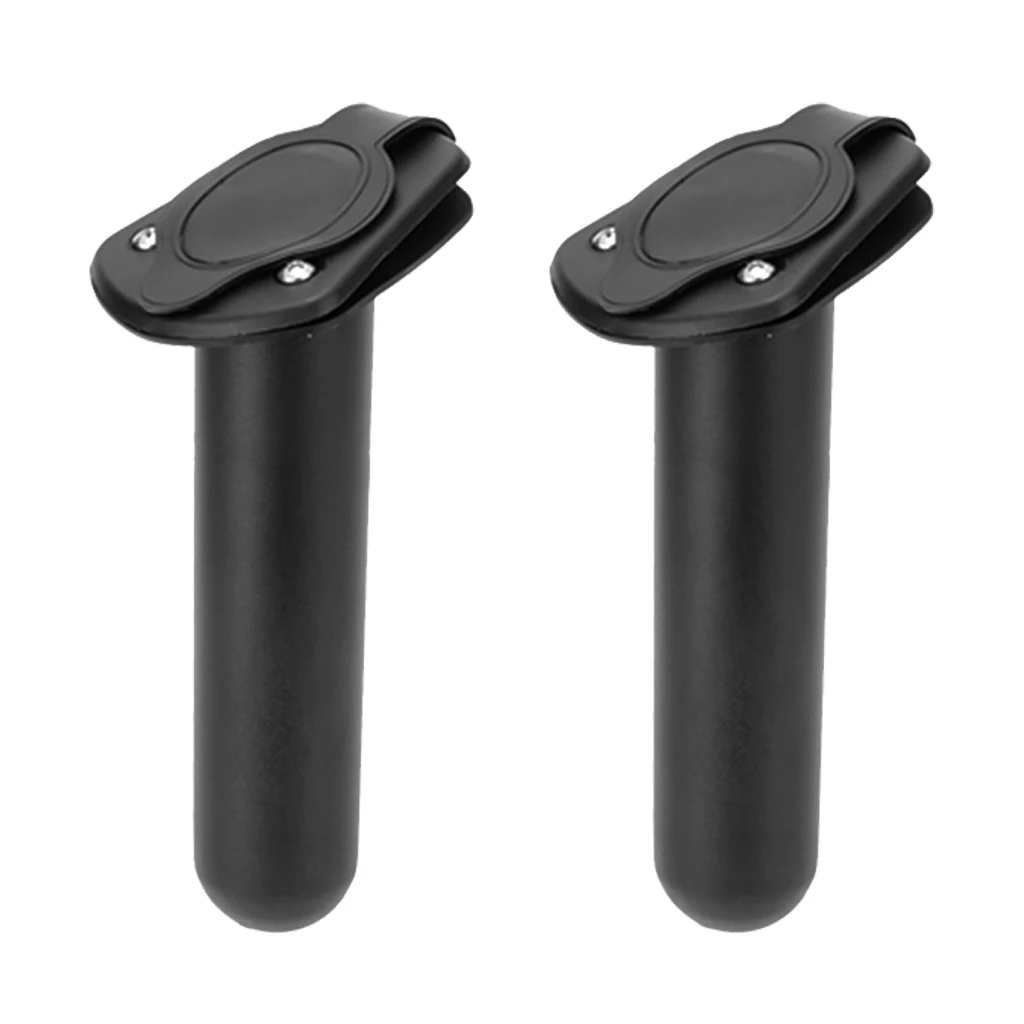 

1 Pair Black Fishing Rod Holder with Cap - Boat Kayak Canoe Flush Mount 1.5 inches Diameter