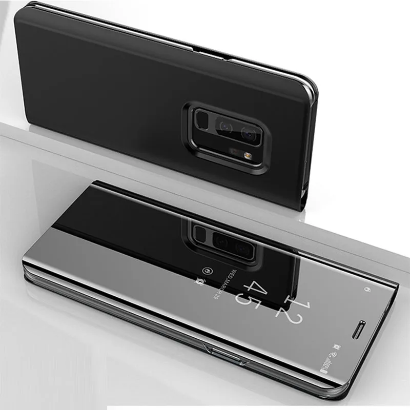 black YueTuo роскошный зеркальный кожаный флип-чехол для телефона для vivo y67 y71 y75 y79 y81 y83 y85 y91 y95 y97 Y3 Z1 pro y7s z5x прозрачный чехол-накладка - Цвет: black