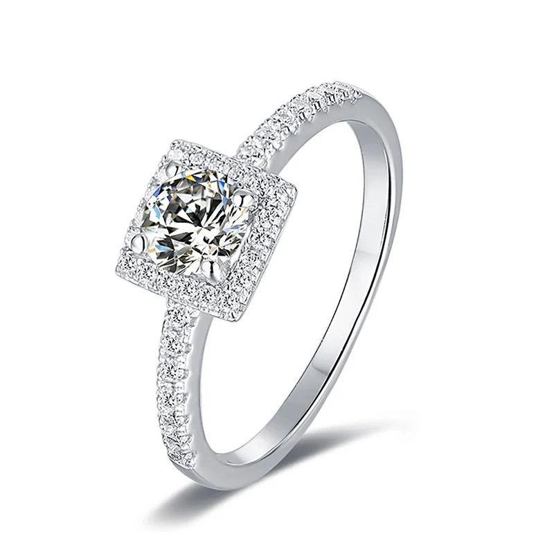 

1 carat top quality fashion women silver plated wedding moissanite Rings 210305-40