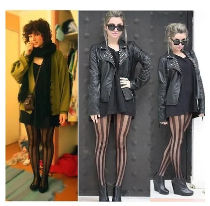 Прозрачные колготки * Популярные полосатые сексуальные модные