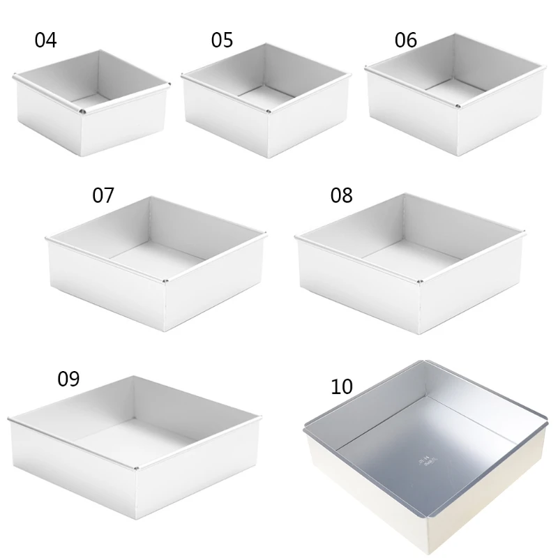 

4-10 Inch DIY Square Non Stick Cake Pan Pie Loaf Toast Bread Mold Bakeware Tray Baking Supplies W3JA