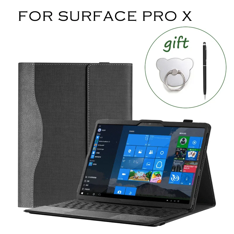 Чехол для планшета 2019 Microsoft Surface Pro X 13 из искусственной кожи с откидной крышкой и