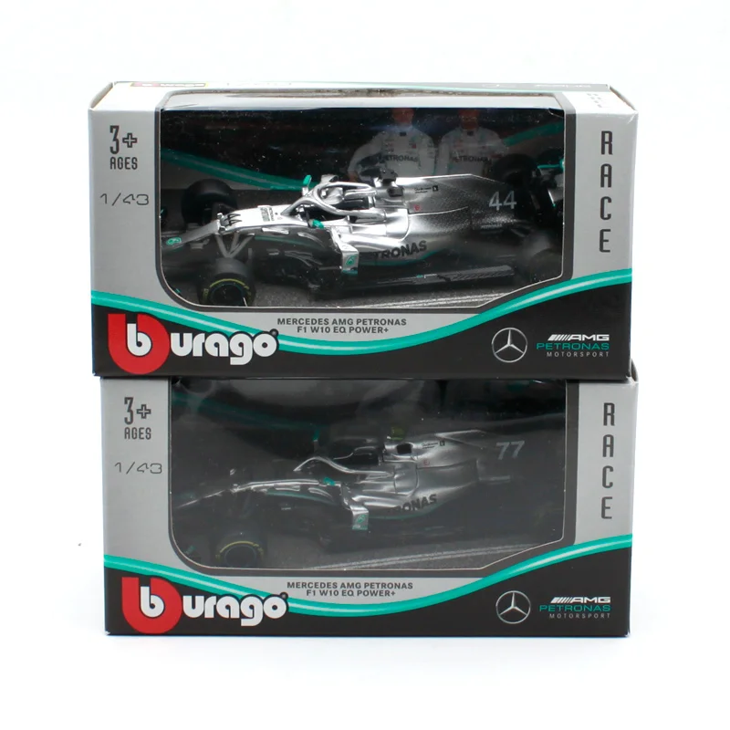 Bburago-Coche de aleaci&oacute;n de lujo modelo Mercedes F1 W10 EQ Power + 2019, juguete de colecci&oacute;n, regalo, 1:43, 2019-1