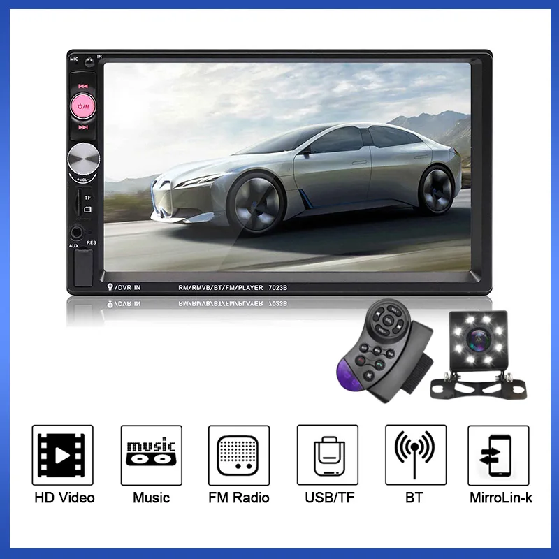 

NEW! 7023B 7inch Touch Screen MP5 Player 2din Universal Car Multimedia Support BT HD Video FM Radio Steering Wheel Control Aux